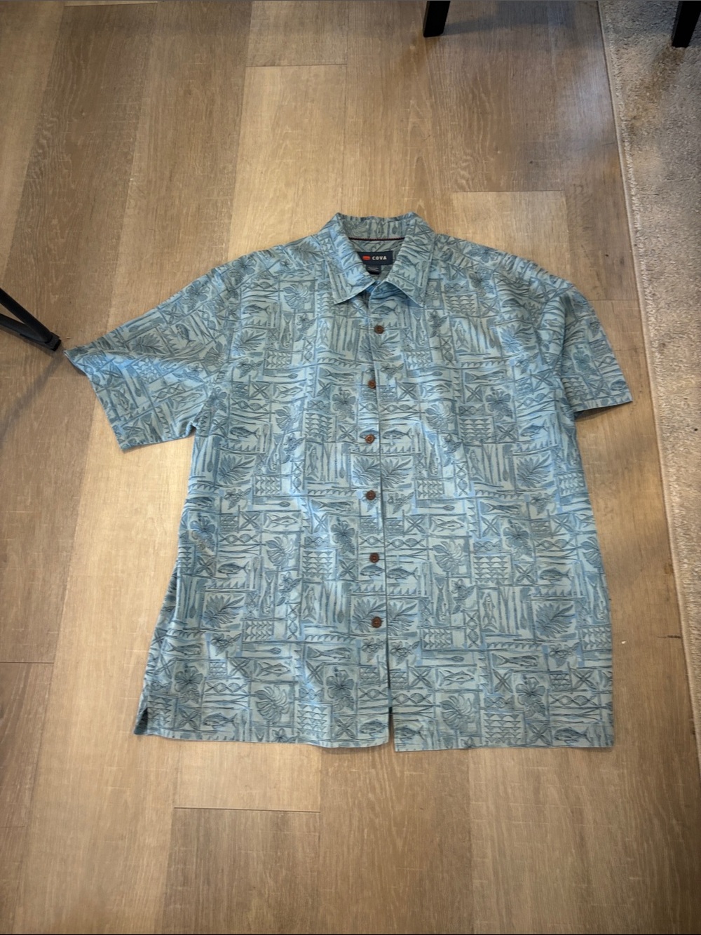 Cova Men's Short-Sleeve Button-Down Shirt in Light Blue